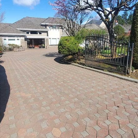 Pressure Washing Paver Strong Driveway of a House White Rock BC Canada