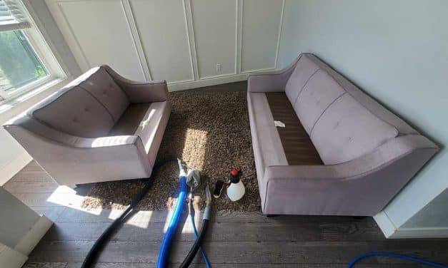 Grey Upholstery Steam Cleaning of Love Seat and Sofa Located in Surrey BC Canada