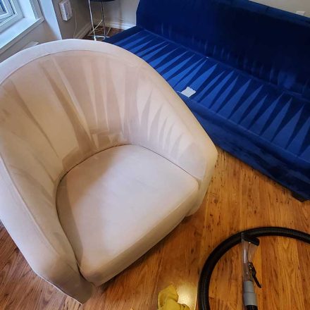 Luxury Velvet Upholstery Steam Cleaning After Damage from Moving Company Located in Vancouver BC Canada